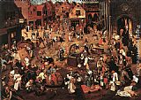 Pieter The Younger Brueghel Famous Paintings - Battle of Carnival and Lent